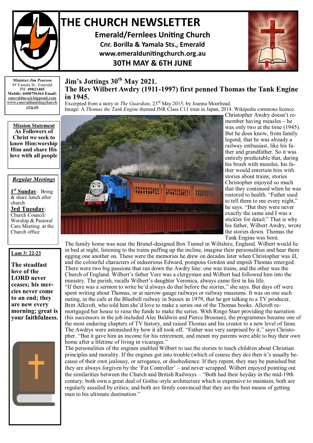 THE CHURCH NEWSLETTER Emerald/Fernlees Uniting Church Cnr