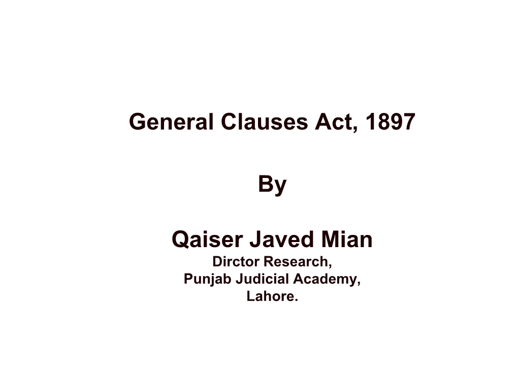 General Clauses Act, 1897