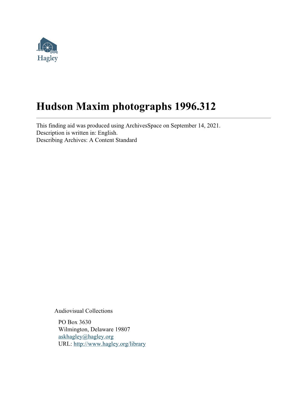 Hudson Maxim Photographs 1996.312