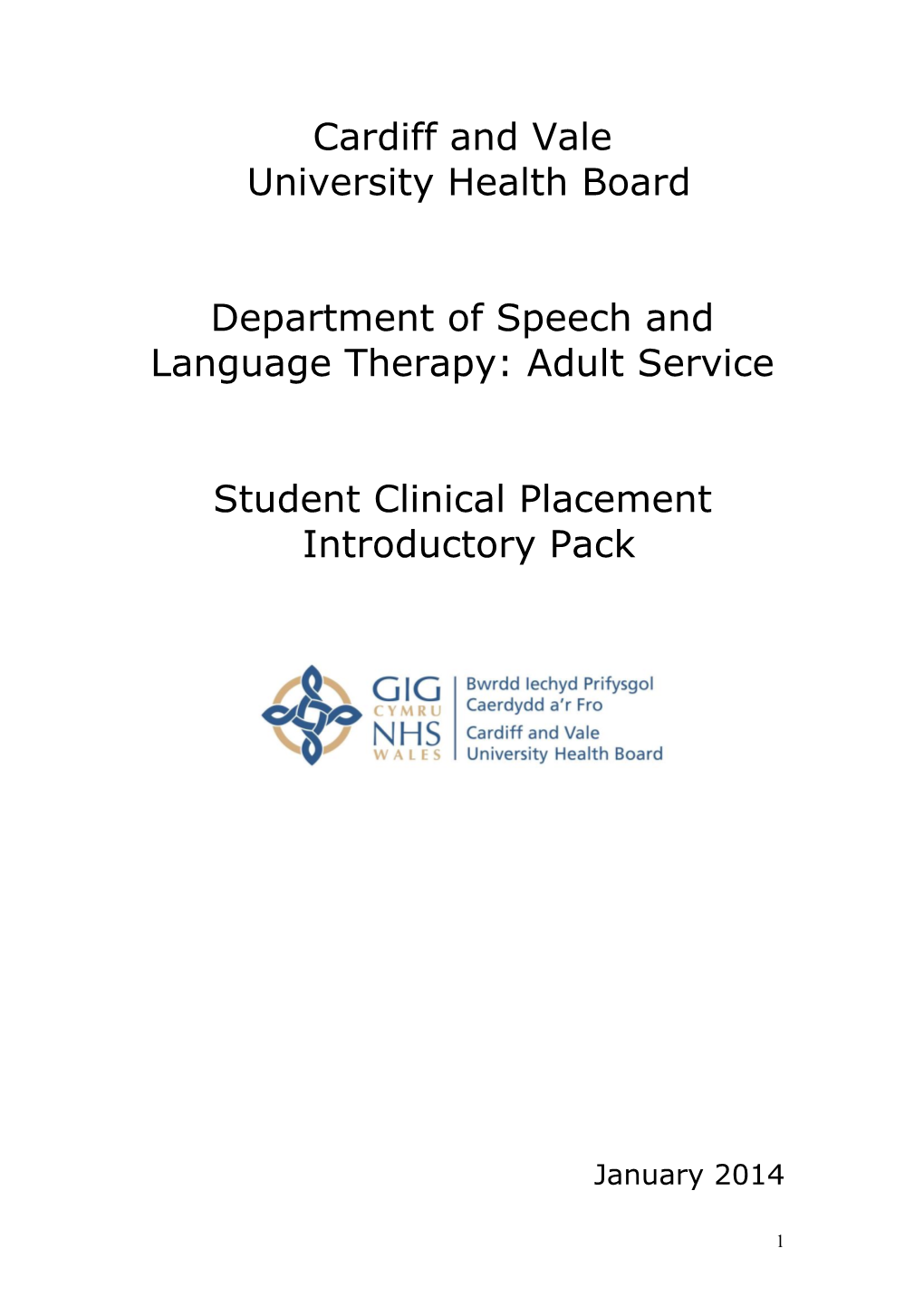 Department of Speech and Language Therapy: Adult Service