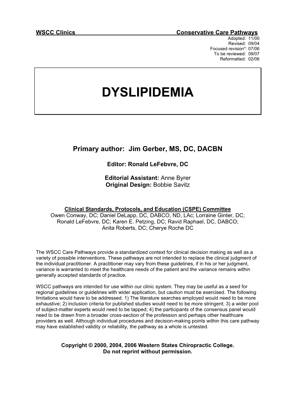 Dyslipidemia