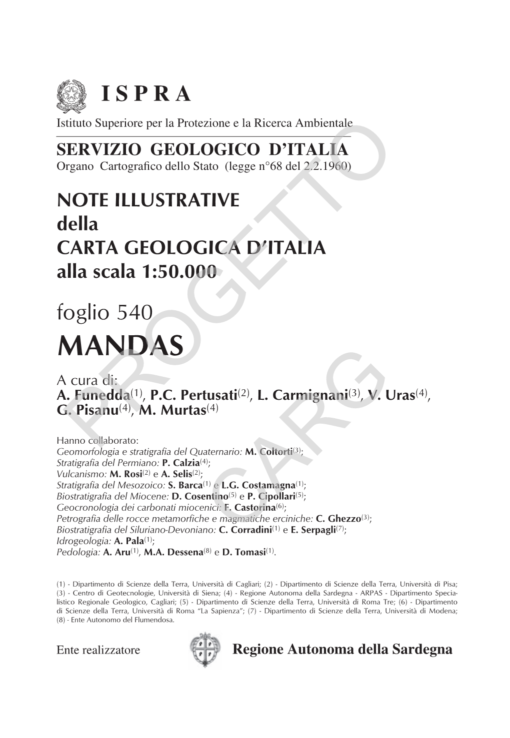 Progetto CARG Per Il Servizio Geologico D’Italia - ISPRA: F