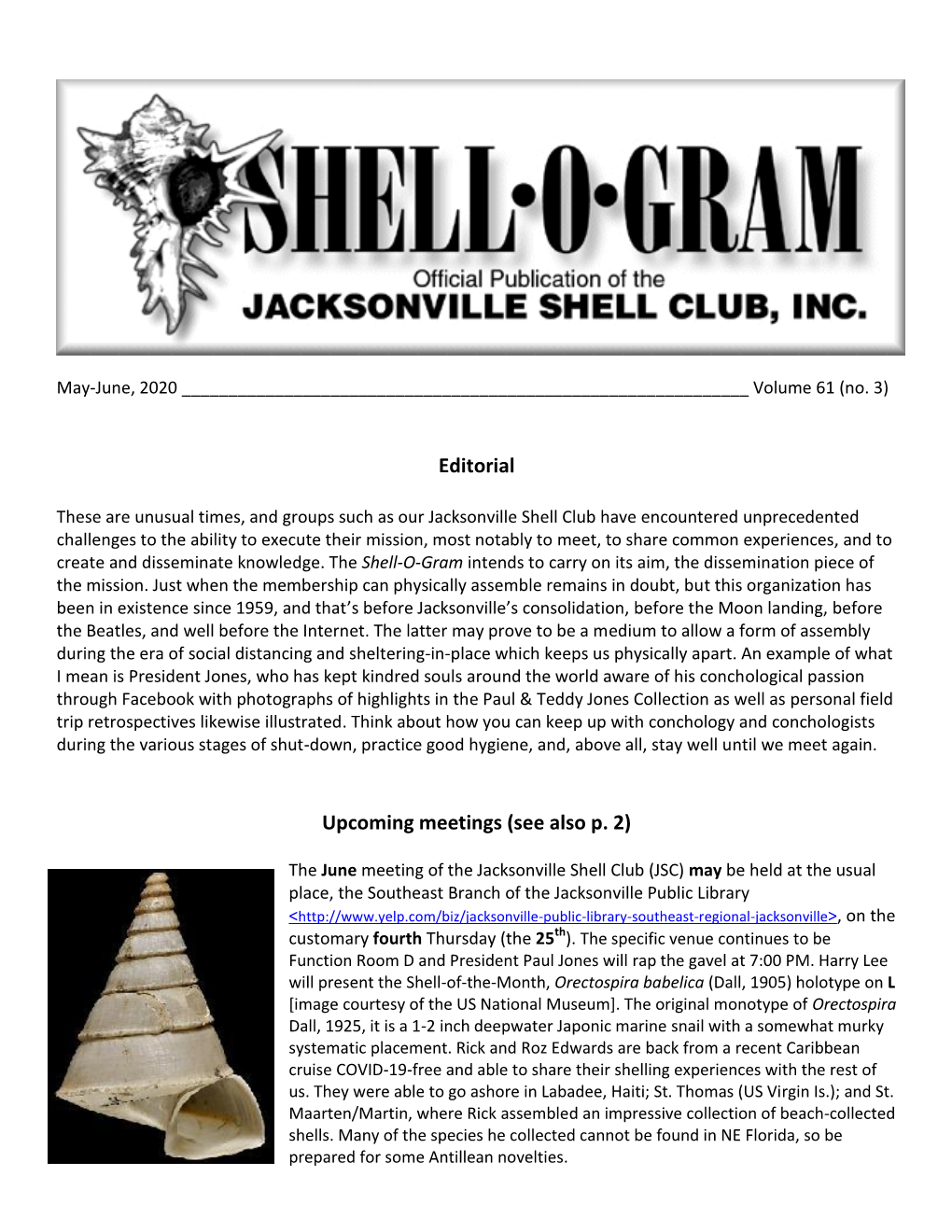 Shell-O-Gram May-June, 2020