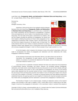 International Journal of Communication 14(2020), Book Review 1750–1752 1932–8036/2020BKR0009