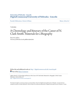 A Chronology and Itinerary of the Career of N. Clark Smith: Materials for a Biography Peter M