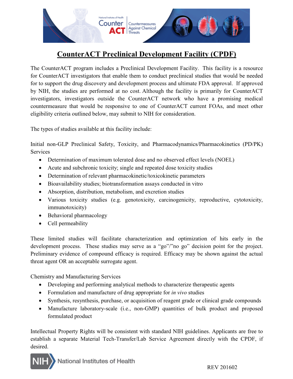 Counteract Preclinical Development Facility (CPDF)