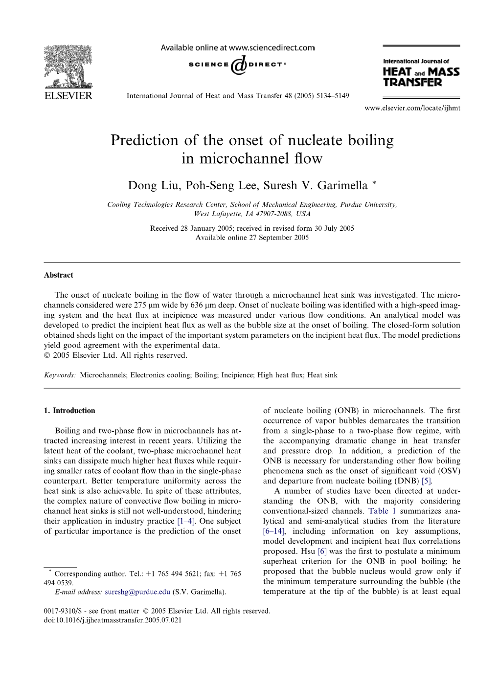 Prediction of the Onset of Nucleate Boiling in Microchannel Flow