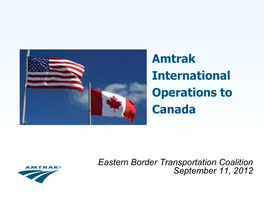 Amtrak International Operations to Canada