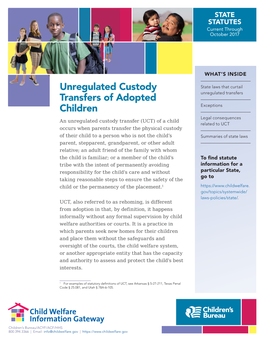 Unregulated Custody Transfers of Adopted Children