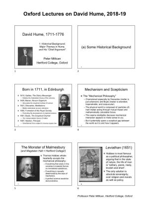 Oxford Lectures on David Hume, 2018-19
