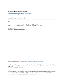 A Study of the Thoracic Sclerites of Lepidoptera