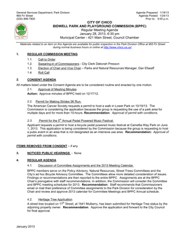 (BPPC) Regular Meeting Agenda January 28, 2013, 6:30 Pm Municipal Center - 421 Main Street, Council Chamber