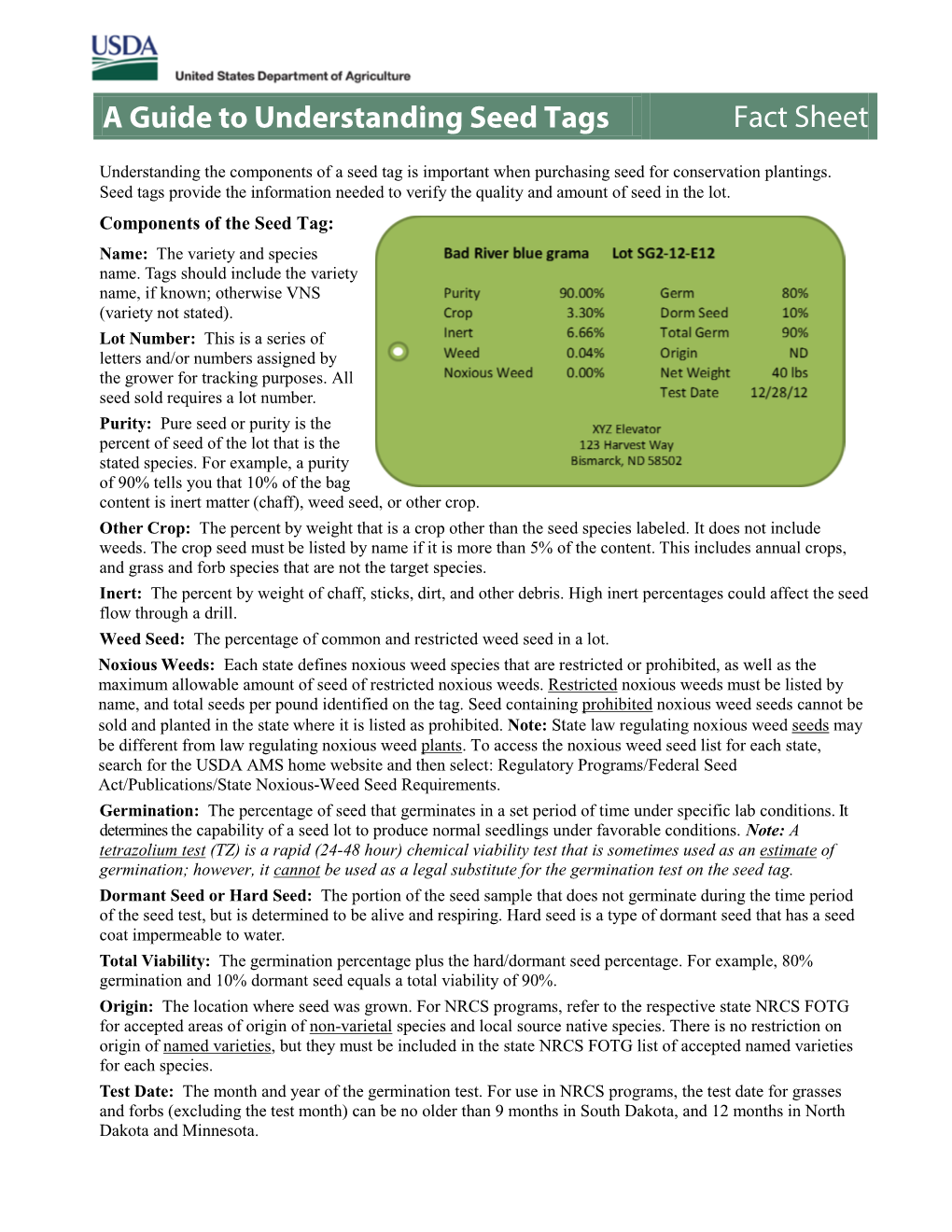 A Guide to Understanding Seed Tags Fact Sheet