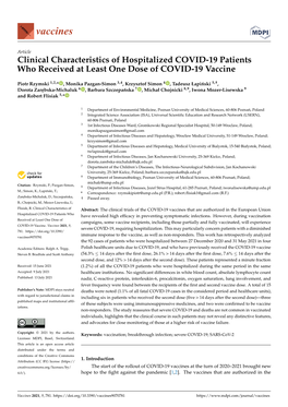 Clinical Characteristics of Hospitalized COVID-19 Patients Who Received at Least One Dose of COVID-19 Vaccine