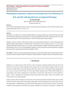 Phonological Contrastive Analysis of Consonant and Vowel Phonemes of R.P