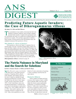 Nutria Nuisance in Maryland in This Issue: and the Search for Solutions Upcoming Conferences by Dixie L