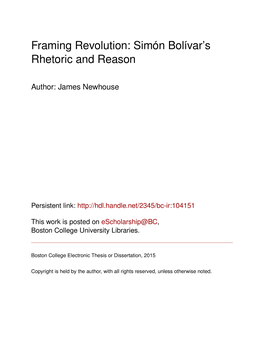 Simón Bolívar's Rhetoric and Reason