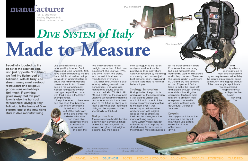 DIVE SYSTEM of Italy Made to Measure Dive System BCD