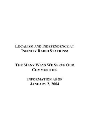 Localism and Independence at Infinity Radio Stations: The