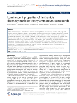 Luminescent Properties of Lanthanide Dibenzoylmethide Triethylammonium Compounds