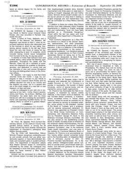 CONGRESSIONAL RECORD— Extensions of Remarks E1906 HON