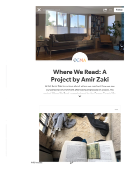 Where We Read: a Project by Amir Zaki Artist Amir Zaki Is Curious About Where We Read and How We See Our Personal Environment Afer Being Engrossed in a Book