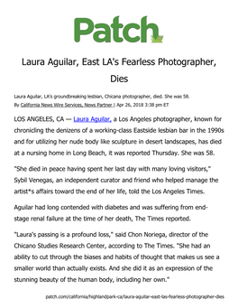 Laura Aguilar, East LA's Fearless Photographer, Dies