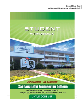 Student Hand Book Sai Ganapathi Engineering College, Gidijala 1