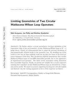 Limiting Geometries of Two Circular Maldacena-Wilson Loop Operators