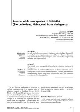 A Remarkable New Species of Sterculia (Sterculioideae, Malvaceae) from Madagascar
