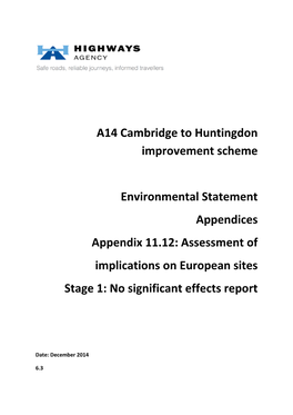 A14 Cambridge to Huntingdon Improvement Scheme