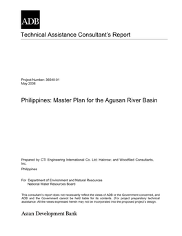 Master Plan for the Agusan River Basin