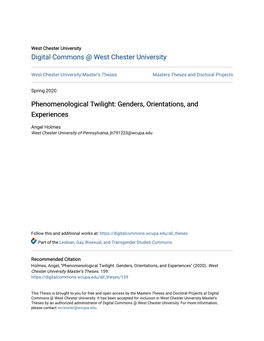 Phenomenological Twilight: Genders, Orientations, and Experiences