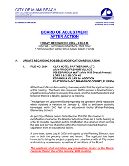 City of Miami Beach Board of Adjustment After Action