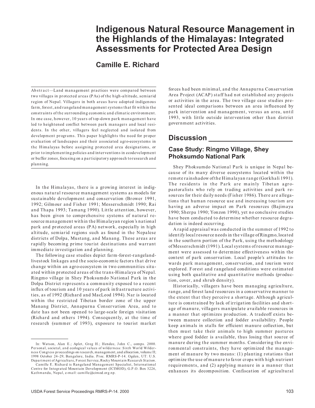 Integrated Assessments for Protected Area Design