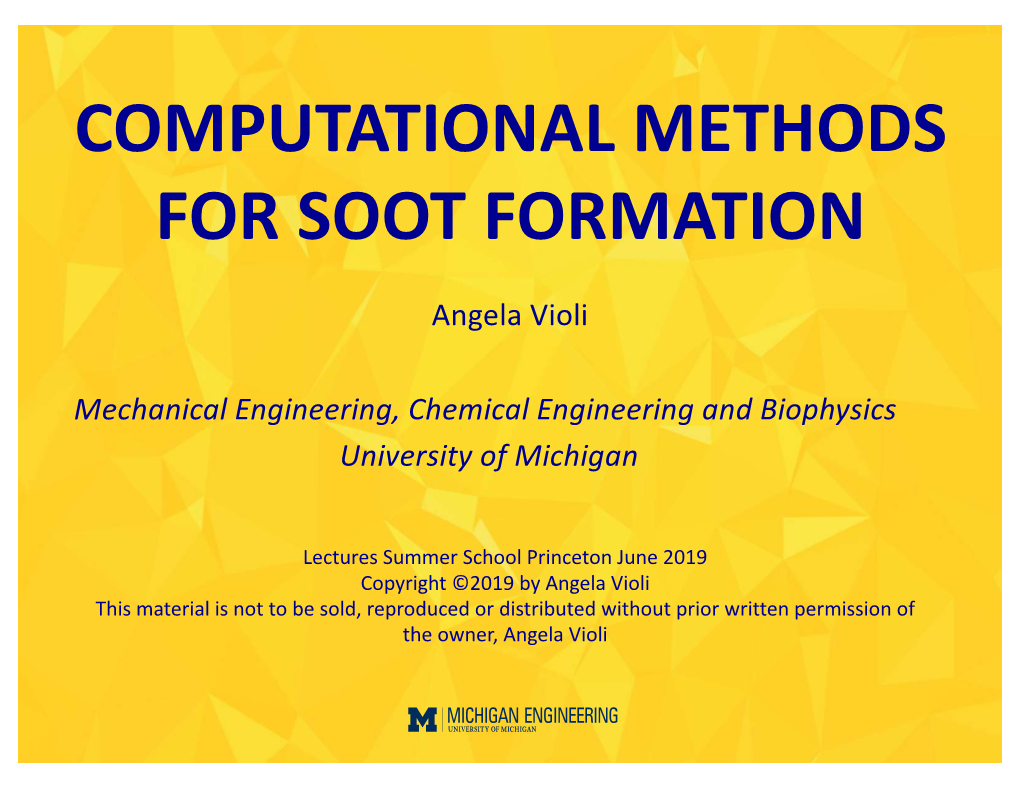 Computational Methods for Soot Formation