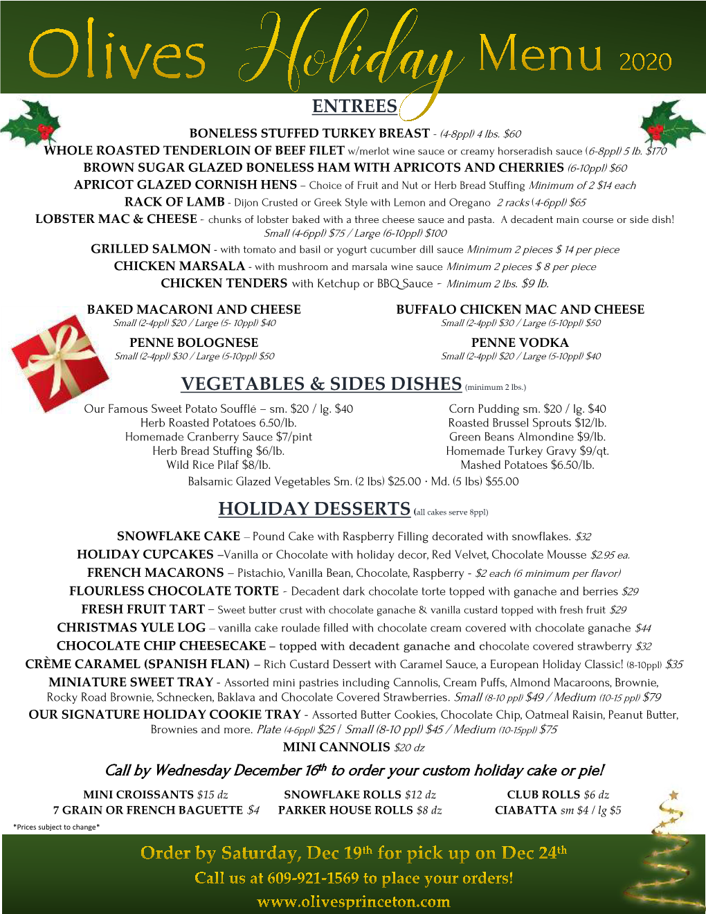 Holiday Menu