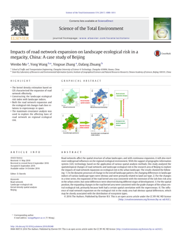 Impacts of Road Network Expansion on Landscape Ecological Risk in a Megacity, China: a Case Study of Beijing