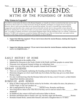 Urban Legends: Myths of the Founding of Rome