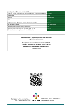 Cronología Del Conflicto Social. Argentina 2008 Titulo CLACSO