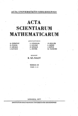 Acta Scientiarum Mathematicarum