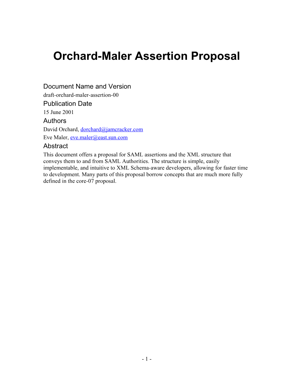 Orchard-Maler Assertion Proposal