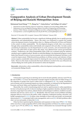 Comparative Analysis of Urban Development Trends of Beijing and Karachi Metropolitan Areas