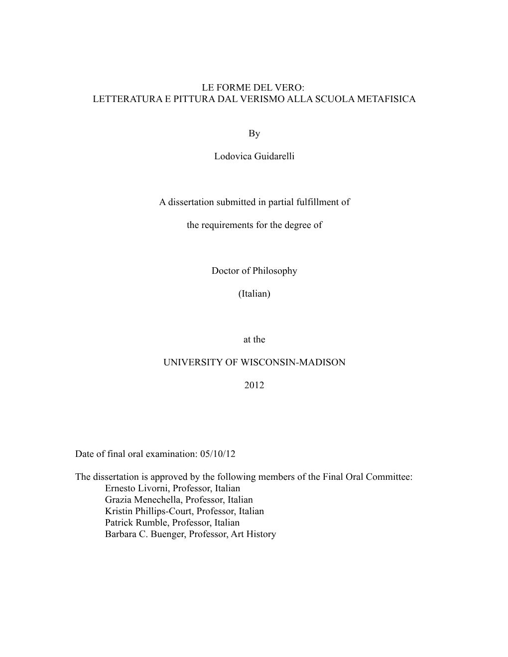 Letteratura E Pittura Dal Verismo Alla Scuola Metafisica