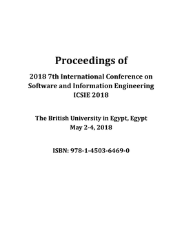 ACM Proceedings of the ICSIE 2018