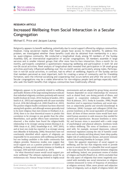 Increased Wellbeing from Social Interaction in a Secular Congregation