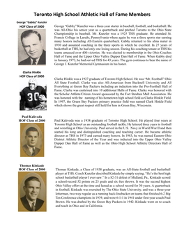 Toronto High School Athletic Hall of Fame Members