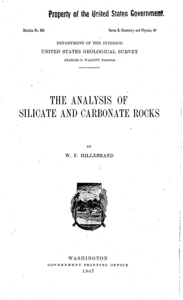 The Analysis of Silicate and Carbonate Rocks