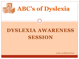 Dyslexia Awareness Meeting Presentation