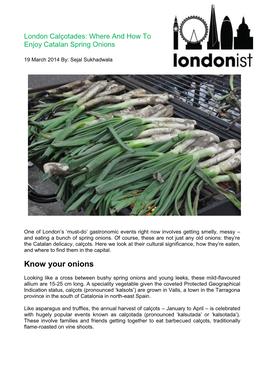 London Calçotades: Where and How to Enjoy Catalan Spring Onions